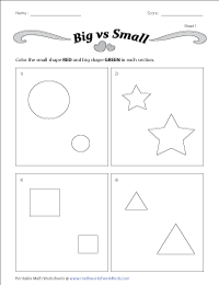 big and small worksheet for preschoolers