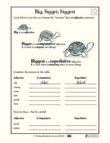 Big, Bigger, Biggest Worksheet for 2nd - 4th Grade | Lesson Planet