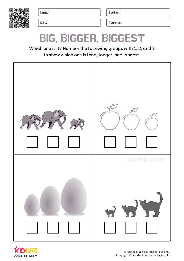 Big, Bigger, Biggest Worksheets 15 Worksheets Library