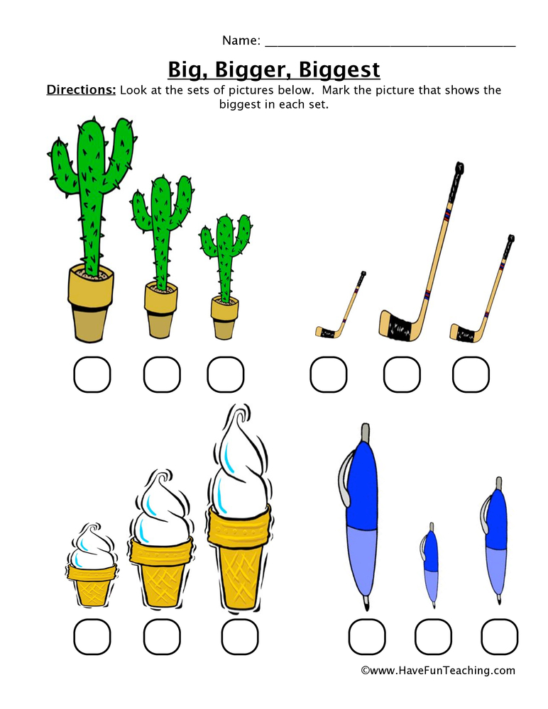 Big Bigger Biggest Worksheet  