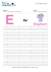 Letter E Tracing Worksheet - for Preschool kids Free printable ...