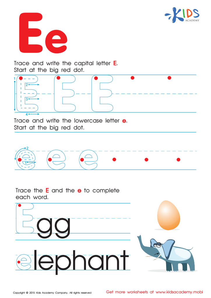 big letter e worksheet