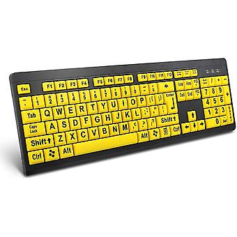 Large Print Computer Keyboard, Yellow Keyboard Wired Usb High ...