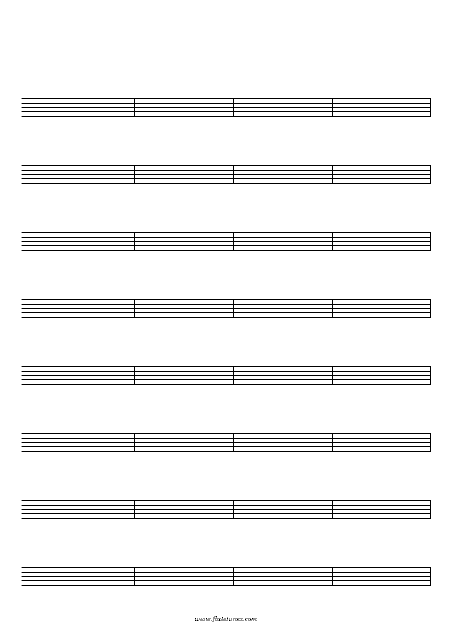 Blank Staff Paper - 8 Staves, 32 Bars Per Page Download Printable ...