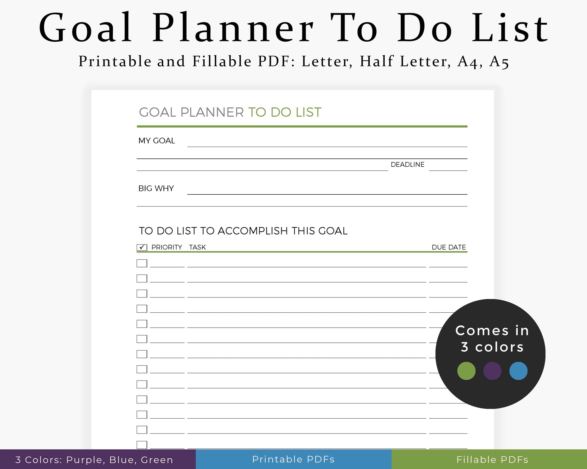 Goal Planner To Do List Printable Planner - Thrive Planners