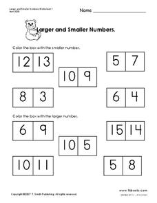 bigger number and smaller number worksheet