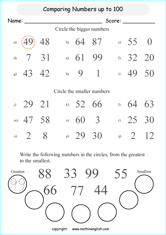 Printable primary math worksheet for math grades 1 to 6 based on ...