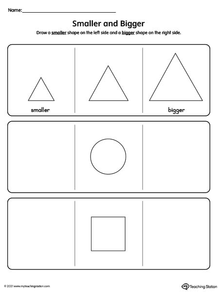 Smaller and Bigger Worksheet | MyTeachingStation.com
