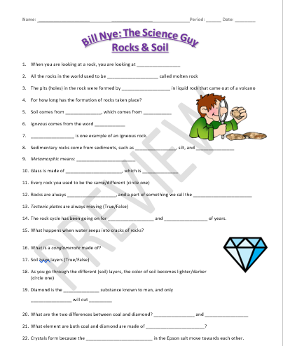 bill nye rocks and soil worksheet