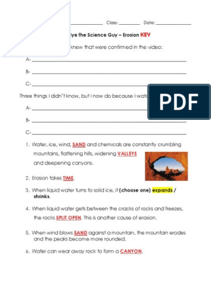 bill nye the science guy erosion worksheet