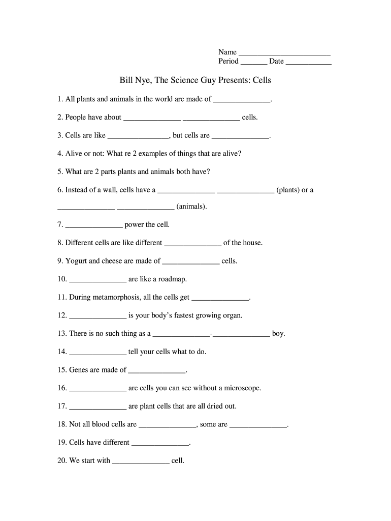 Cells Have Different Blank - Fill Online, Printable, Fillable ...