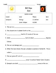 bill nye the sun worksheet