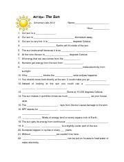 bill nye the sun worksheet
