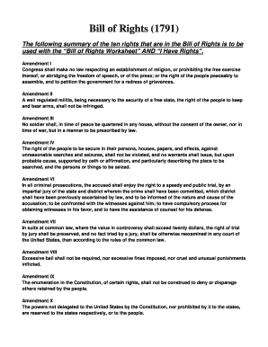 bill of rights activity worksheet
