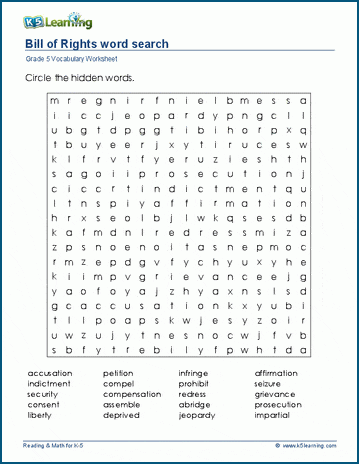 bill of rights for kids worksheet