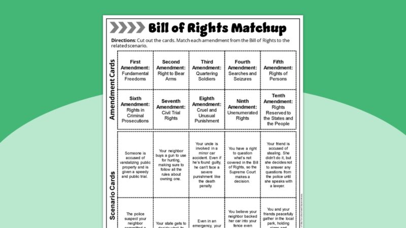 bill of rights worksheet for high school