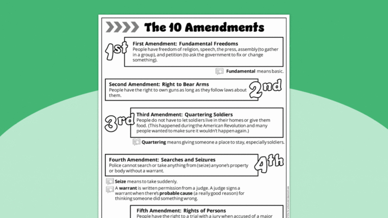 bill of rights worksheet for high school