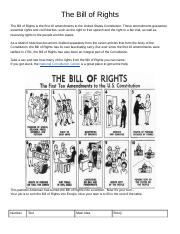 bill of rights worksheet high school