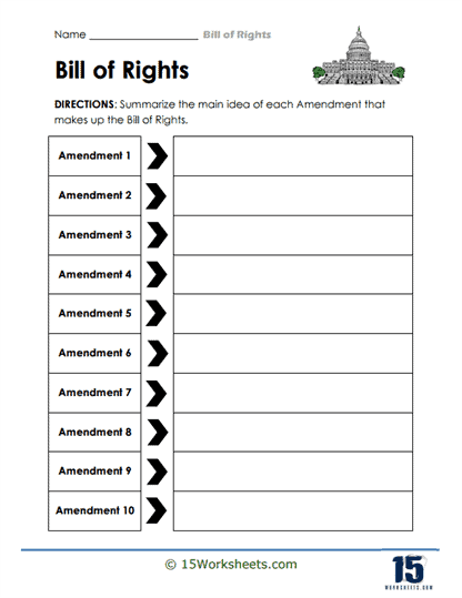 bill of rights worksheet high school
