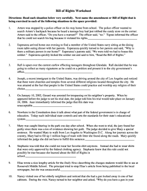 bill of rights worksheet