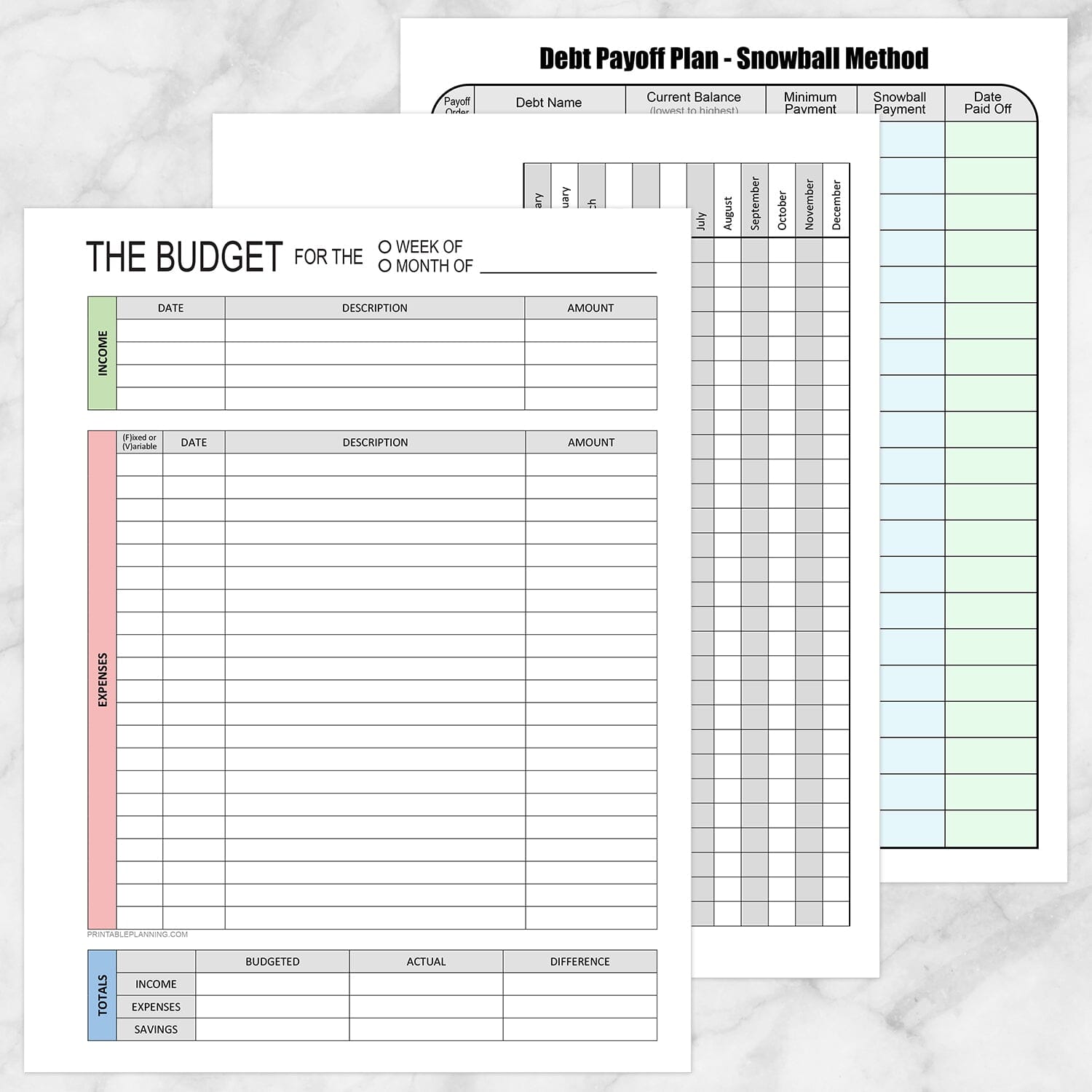 Financial BUNDLE: Budget Worksheet, Bill Payment, Debt Payoff Plan ...