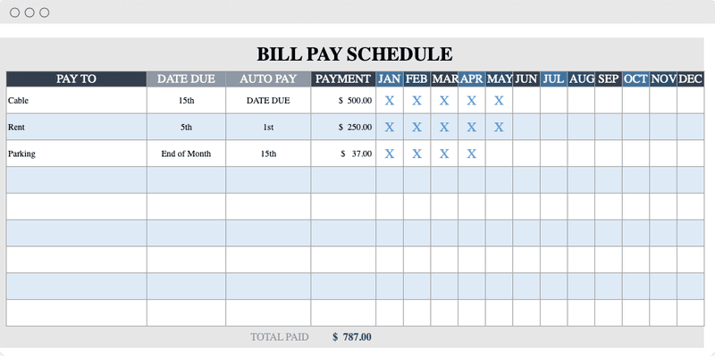 Free Spreadsheet For Bills To Track Payments And Due Dates