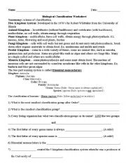 binomial nomenclature worksheet answers