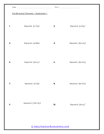 The Binomial Theorem Worksheets