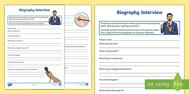 Biography Interview Activity Worksheet (teacher made)