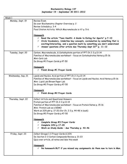 biochemistry worksheet answers