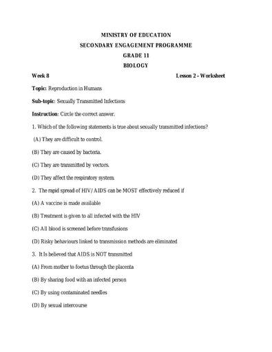 biology worksheet with answers