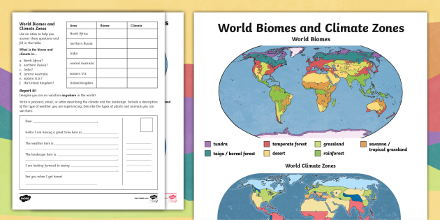 World Biomes and Climate Zones Activity (teacher made)