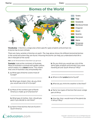 Biomes of the World | Worksheet 