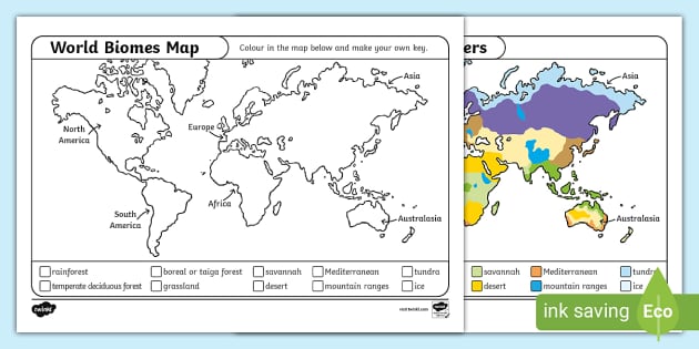 World Biomes Map Colouring Worksheet / Worksheet - Twinkl