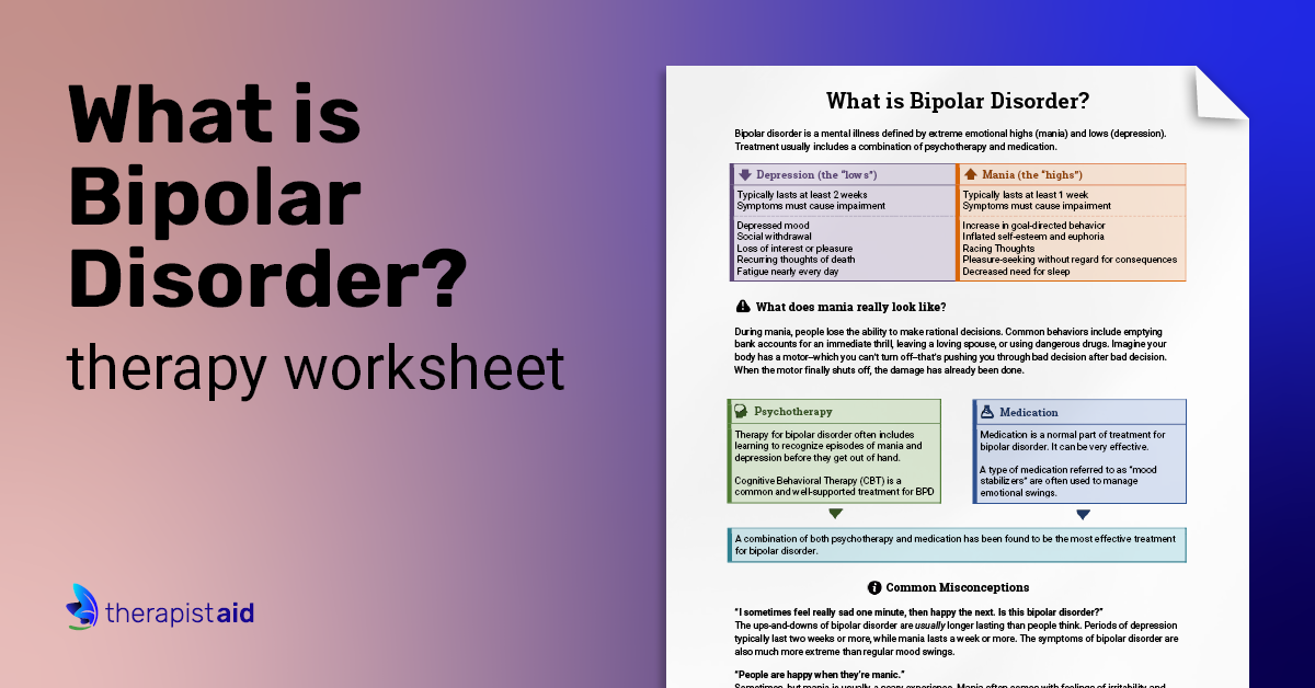 Bipolar Disorder Info Sheet | Worksheet | Therapist Aid
