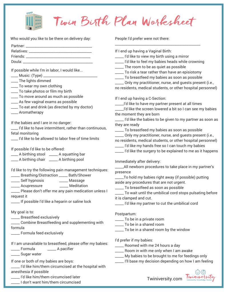 COVID-19 Birth Plan (with FREE Printable) | Twiniversity #1 ...