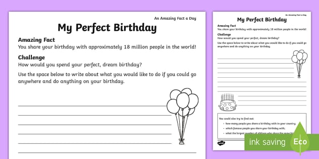 My Perfect Birthday Worksheet / Worksheet (Lehrer gemacht)