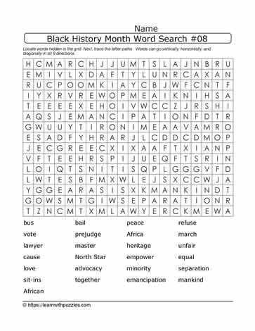 black history month spiral puzzle worksheet answers