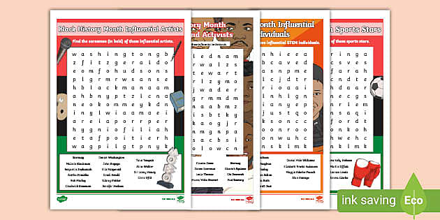black history month word search worksheet