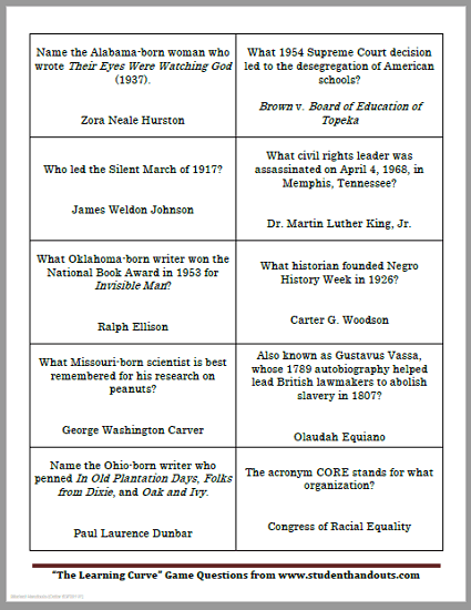 black history month worksheet