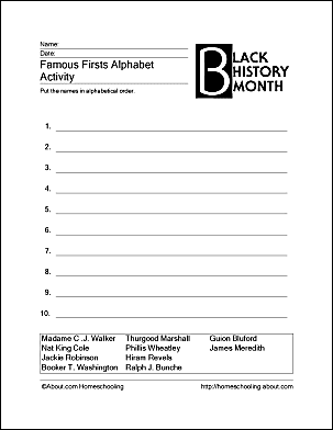 black history month worksheet