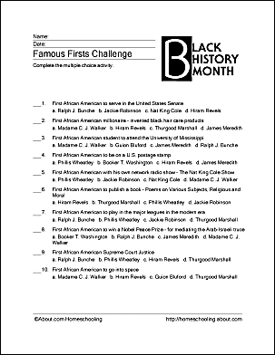 Print Off These Black History Month Worksheets