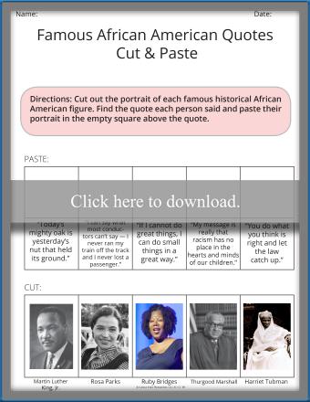 black history worksheet and activities