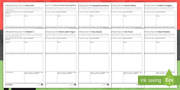 Black History Month - Influential Black Leaders Worksheet / Worksheets