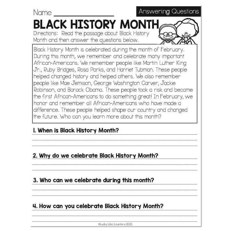black history worksheet