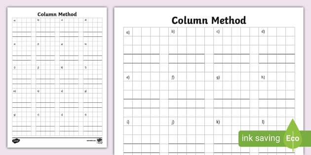 ? Blank Column Method Worksheet (teacher made) - Twinkl