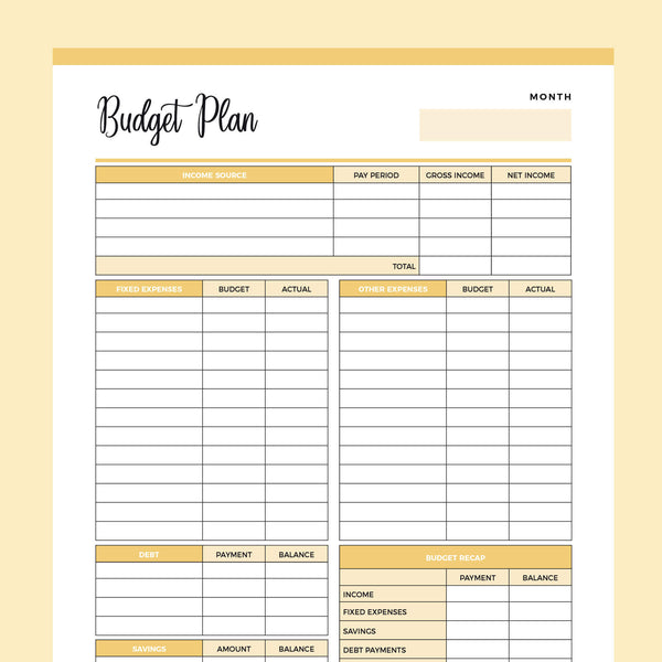 blank budget worksheet printable