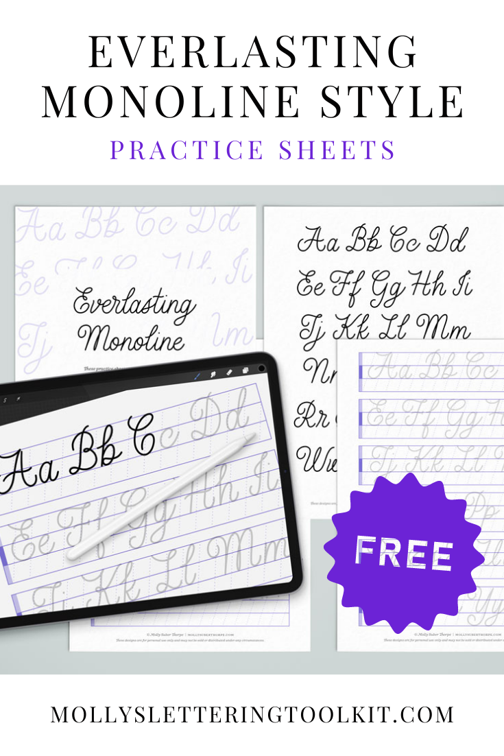 Free Calligraphy Practice Sheets: Everlasting Monoline Style ...