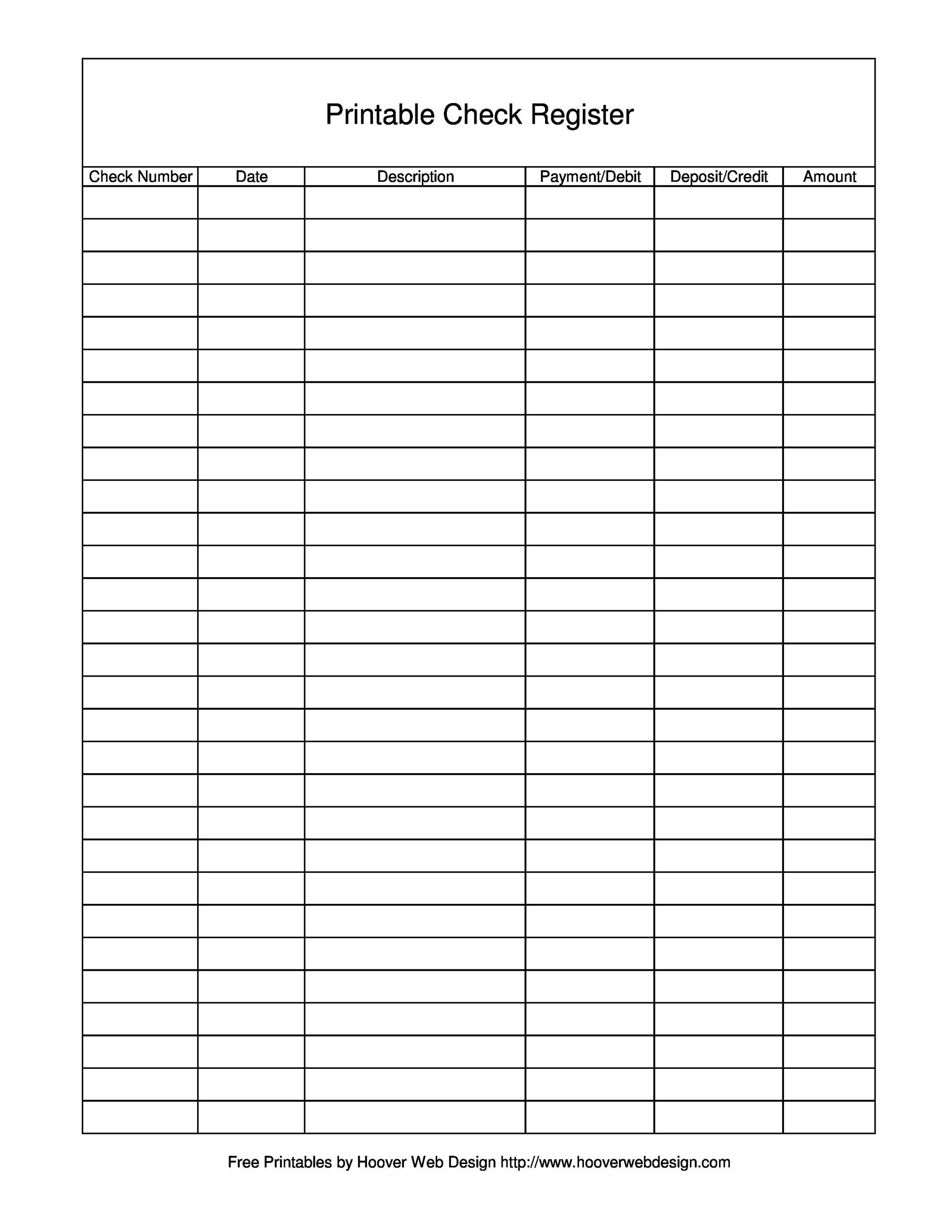 blank check register worksheet