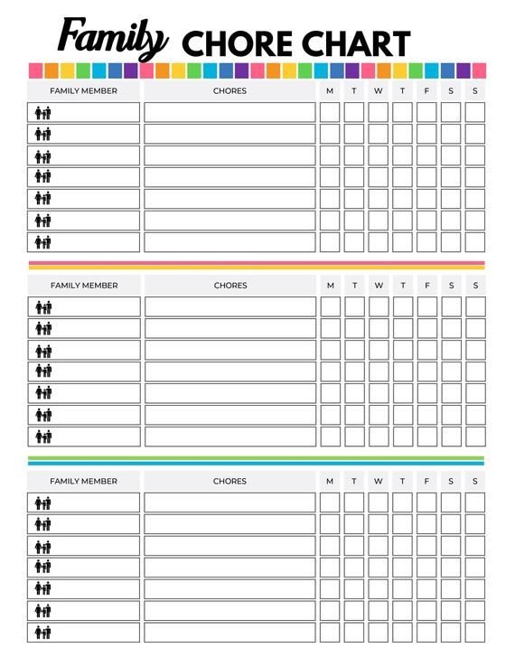 blank chore charts printable pdf